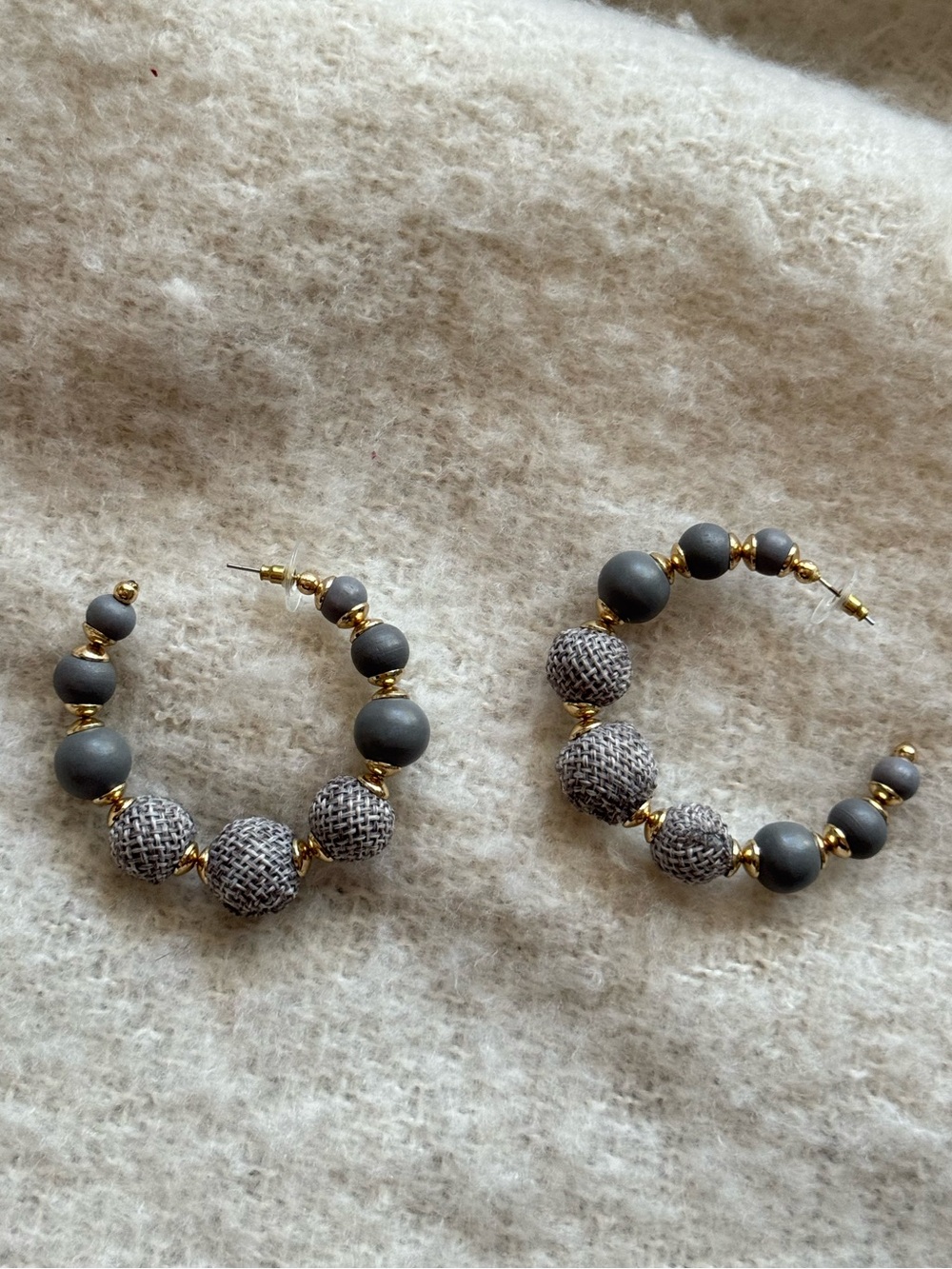 Ball Beaded Latch Hoop Earrings